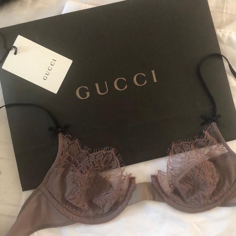 Gucci brown lace balconette bra 32B